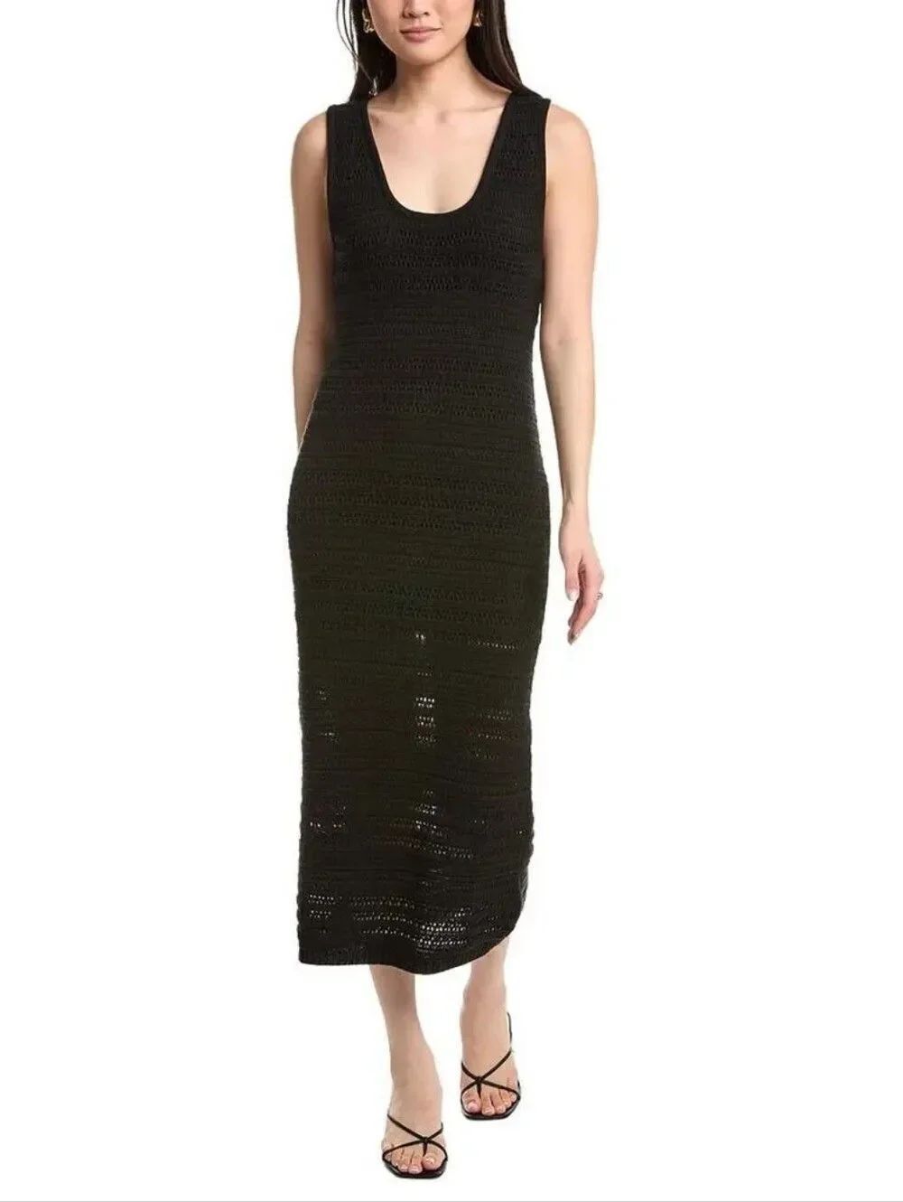 NATION LTD Black Pima Cotton Carrer Sweater Midi Dress Size S NWT